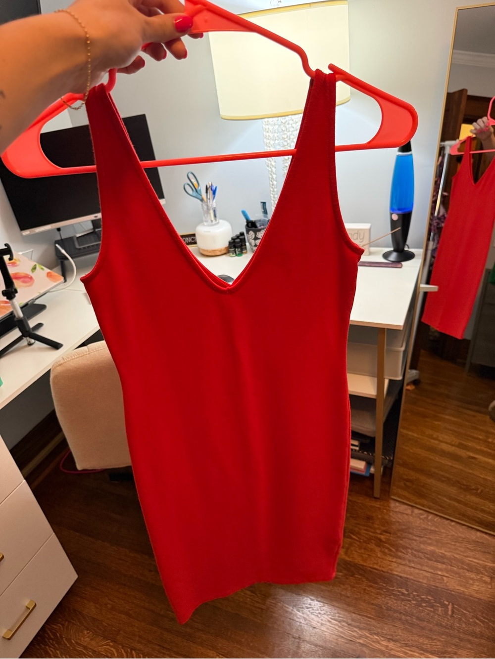 Forever 21 Red Sleeveless V-Neck Midi Dress
